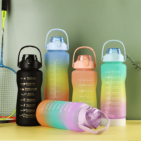 Kit assorti de bouteilles d'eau de motivation pour le fitness - 2 litres 900 ml 300 ml