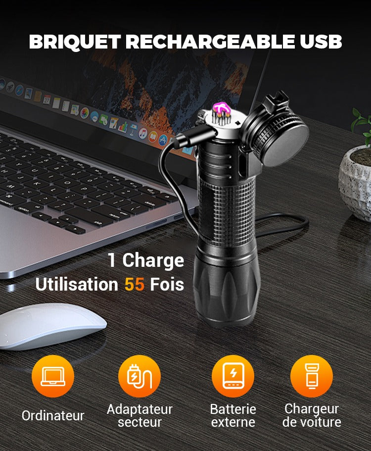⏳Réduction limitée de 50%💥🔦Lampe de poche multifonctionnelle rechargeable à lumière forte avec feu électrique⚡