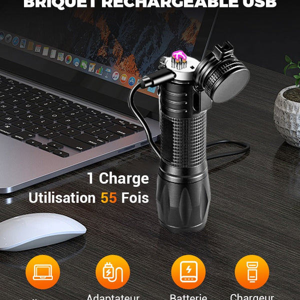 ⏳Réduction limitée de 50%💥🔦Lampe de poche multifonctionnelle rechargeable à lumière forte avec feu électrique⚡