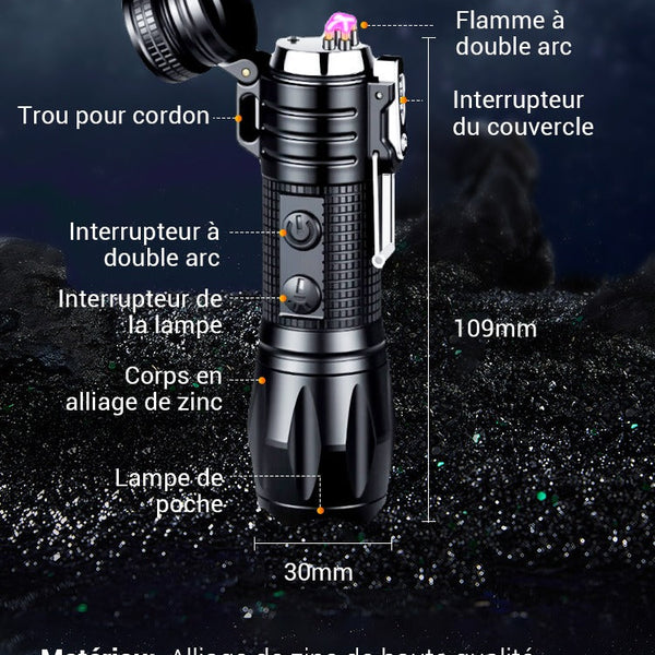 ⏳Réduction limitée de 50%💥🔦Lampe de poche multifonctionnelle rechargeable à lumière forte avec feu électrique⚡