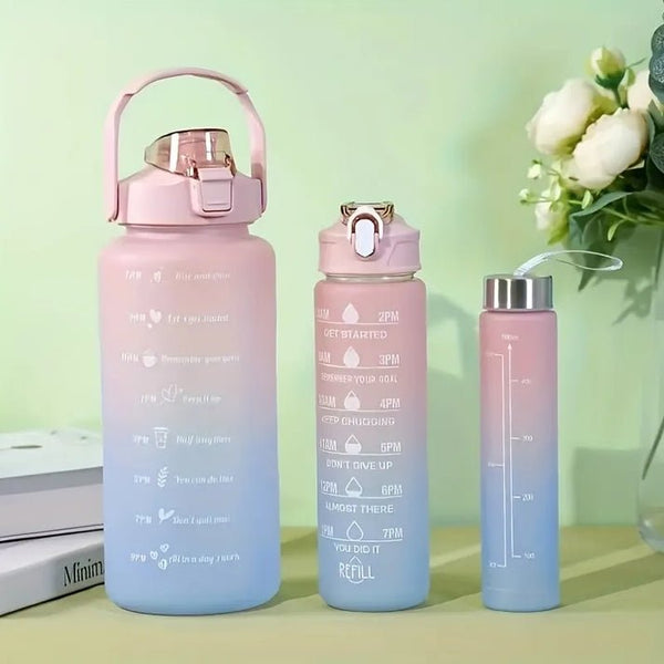Kit assorti de bouteilles d'eau de motivation pour le fitness - 2 litres 900 ml 300 ml