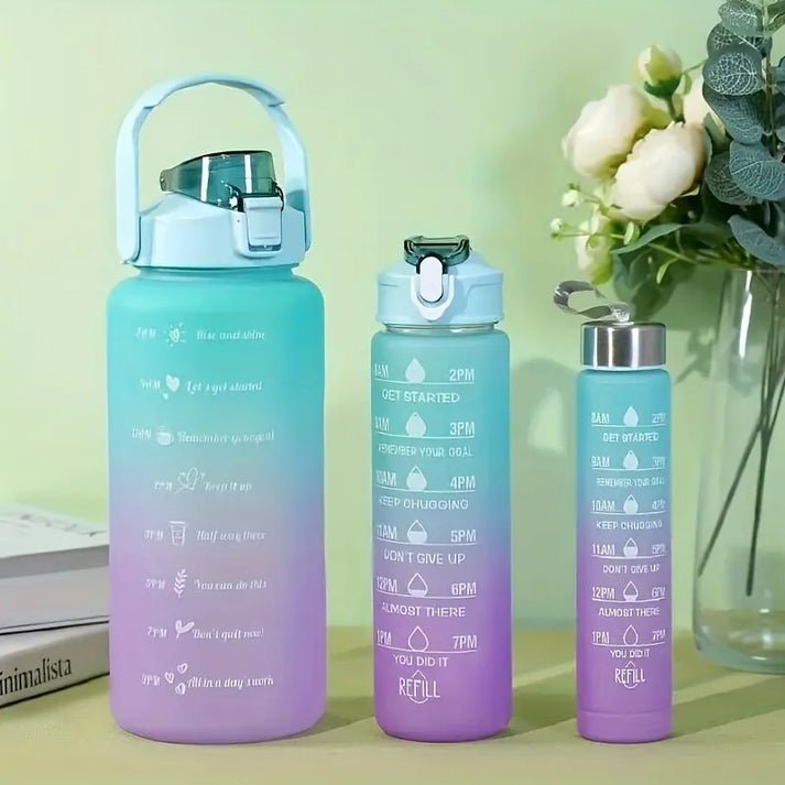 Kit assorti de bouteilles d'eau de motivation pour le fitness - 2 litres 900 ml 300 ml