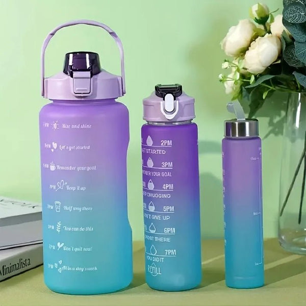 Kit assorti de bouteilles d'eau de motivation pour le fitness - 2 litres 900 ml 300 ml