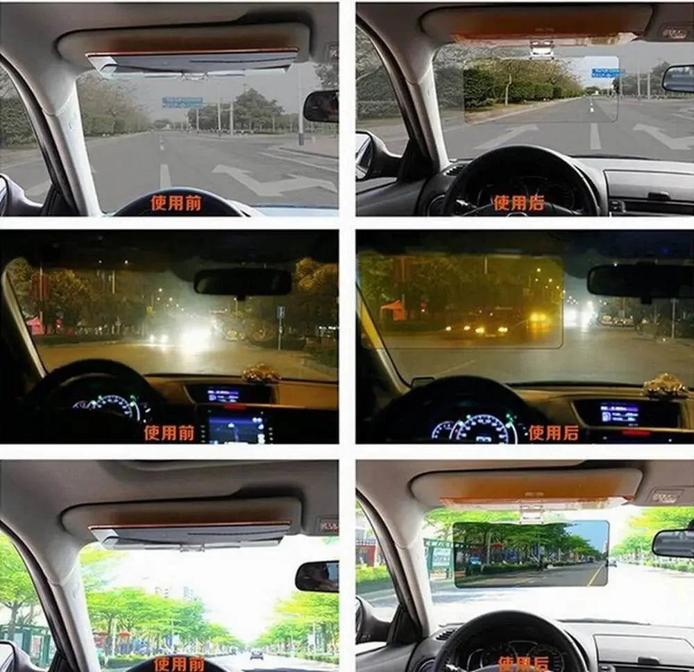 Visière de voiture, visière Anti-éblouissement de jour et de nuit, visière de bloc Anti-UV 2 en 1 pour Automobile Sun