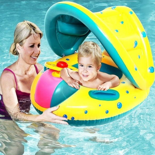 Bouée de natation pour bébé avec auvent amovible - Soyez le Plus Stylé à la Piscine ! 🏊‍♂️👧👦