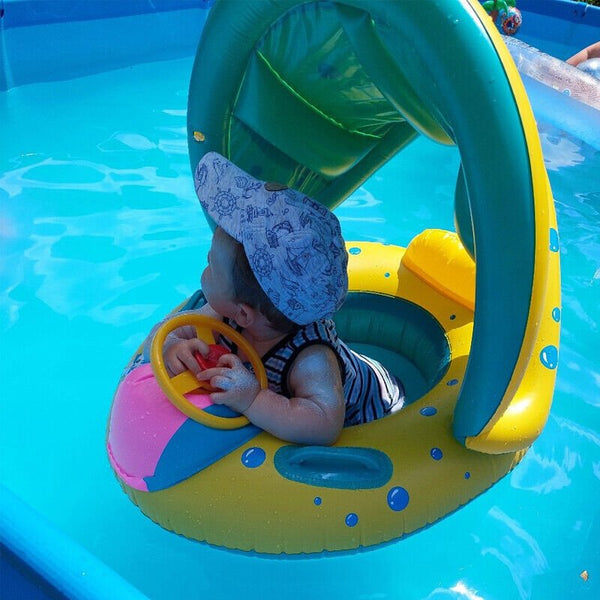 Bouée de natation pour bébé avec auvent amovible - Soyez le Plus Stylé à la Piscine ! 🏊‍♂️👧👦